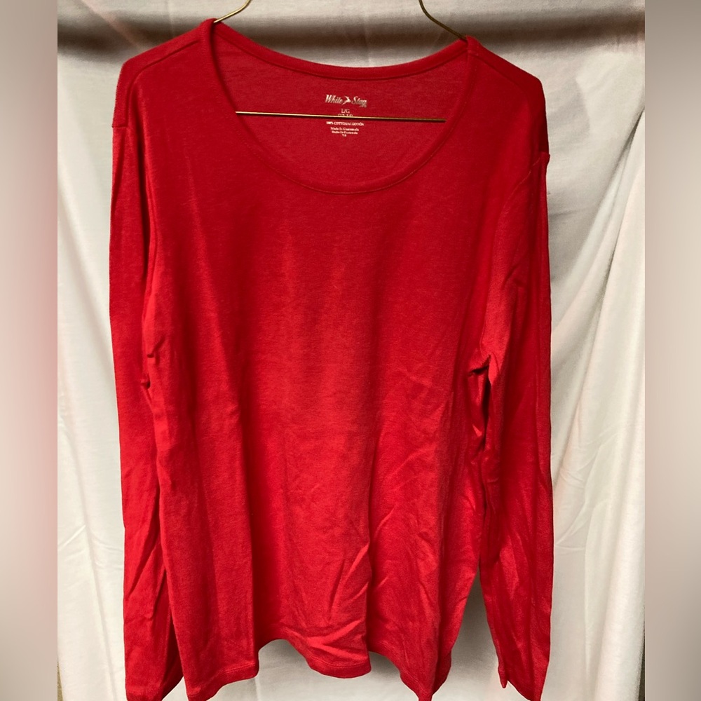 White Stag Red Long-Sleeve Scoop Neck Tee